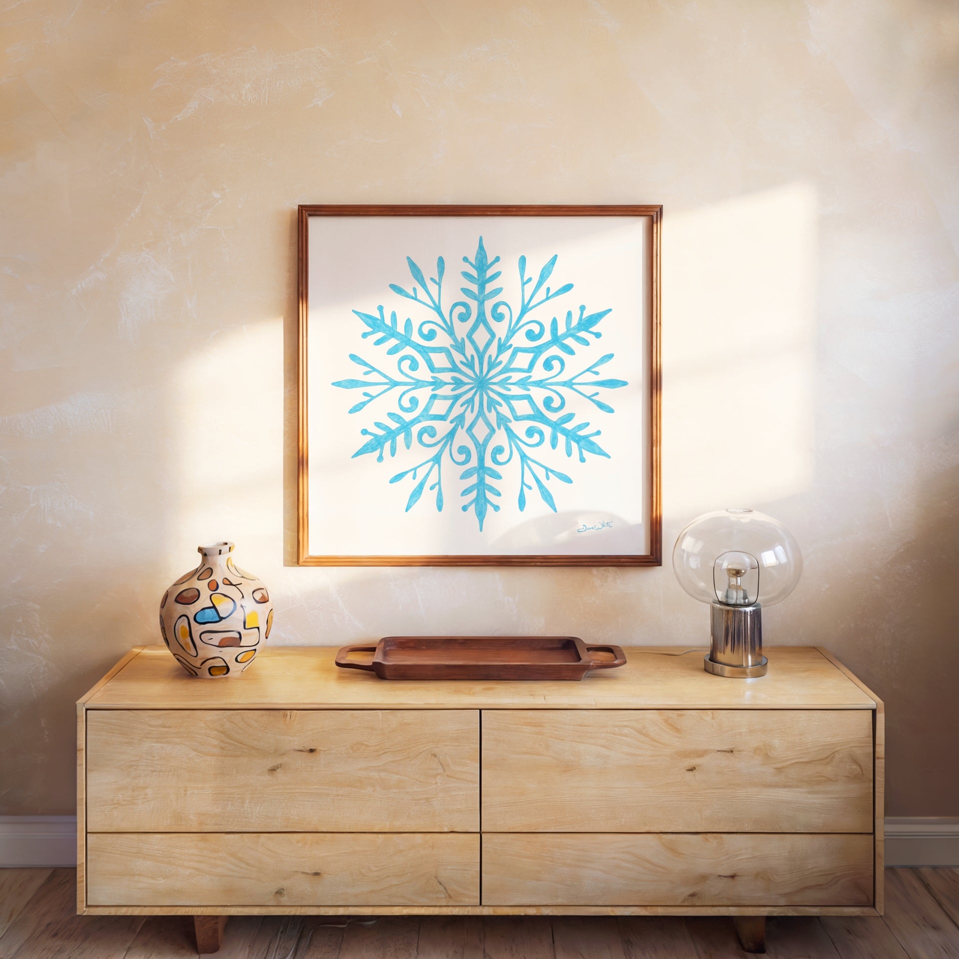Light Blue Snowflake Art Print