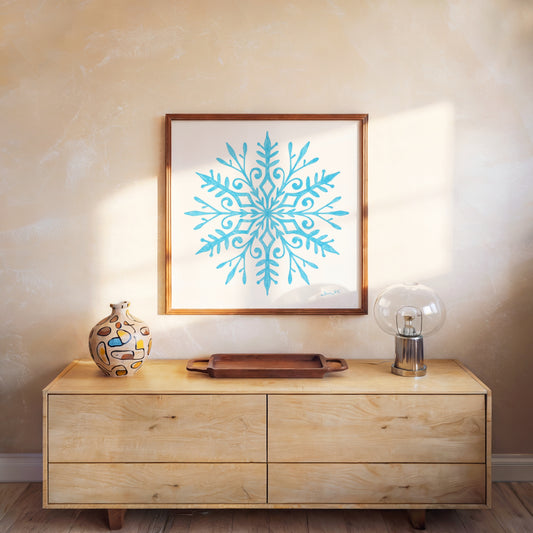 Light Blue Snowflake Art Print