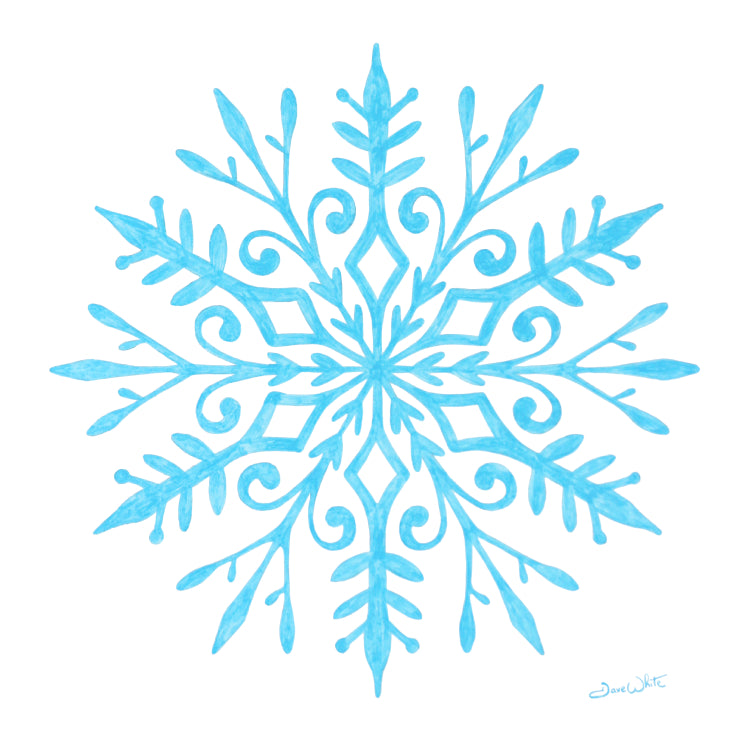 Light Blue Snowflake Winter Art Print