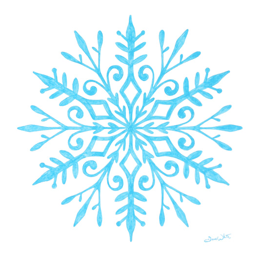 Light Blue Snowflake Winter Art Print