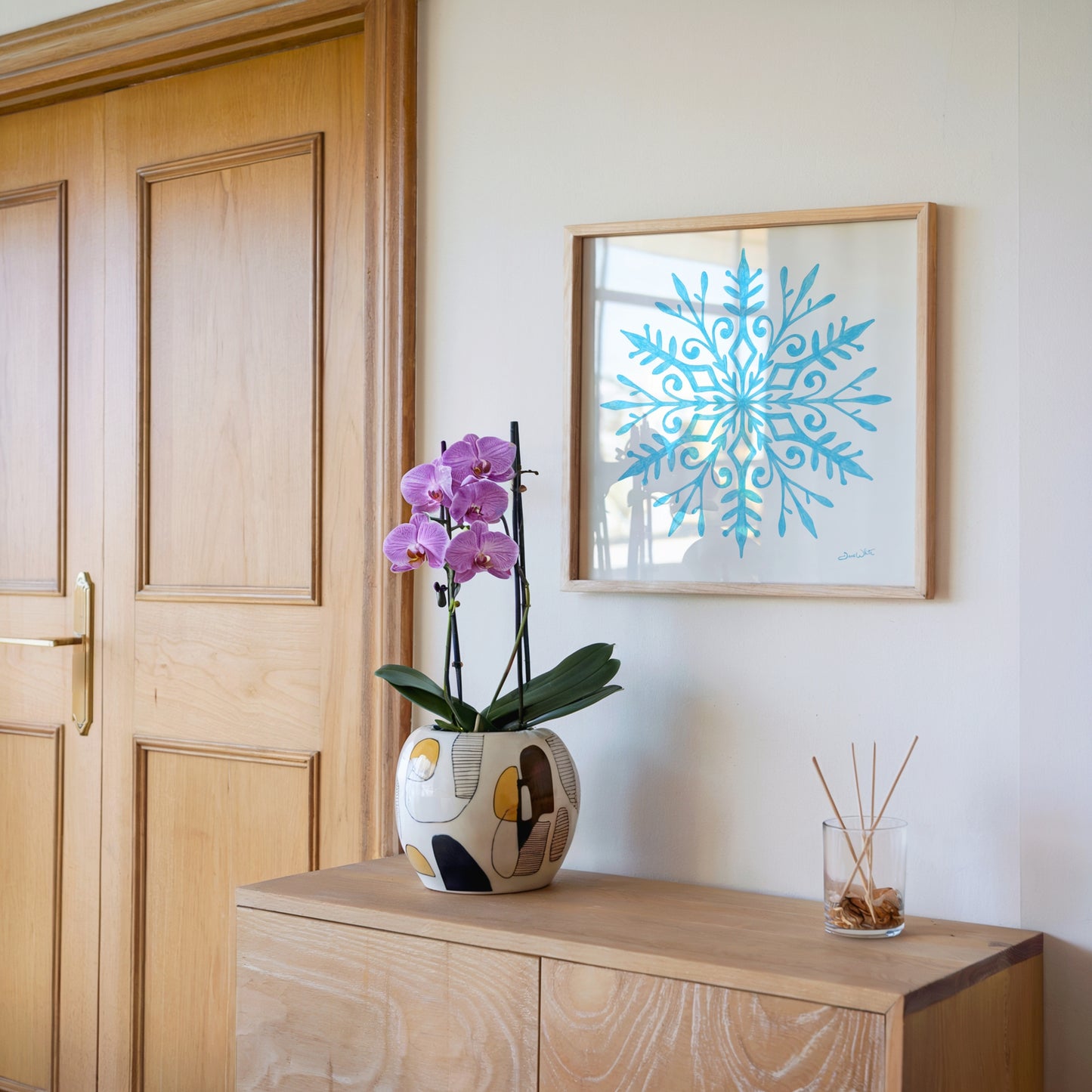 Light Blue Snowflake Wall Art