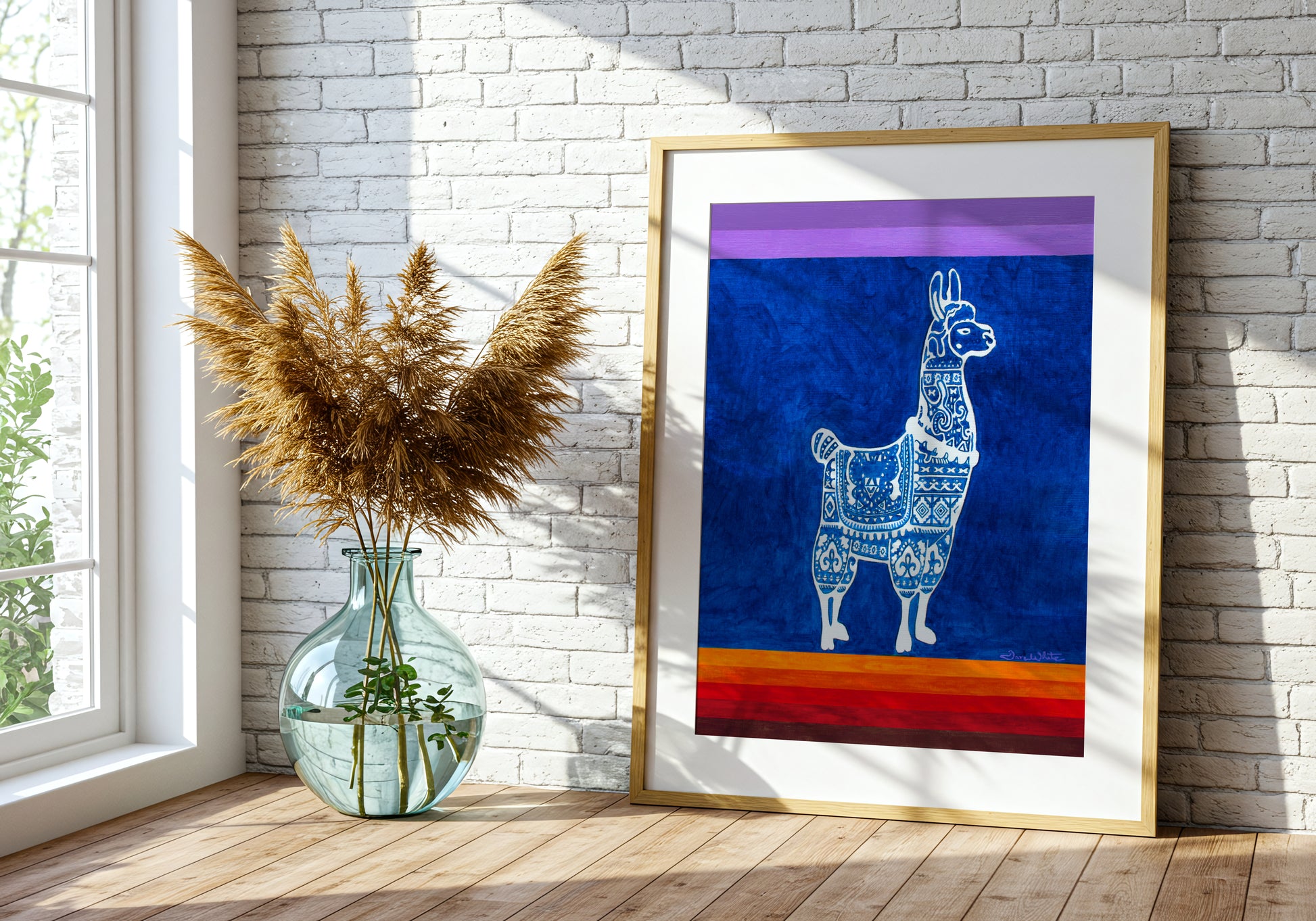 Llama Wall Art Hispanic Textile Painting