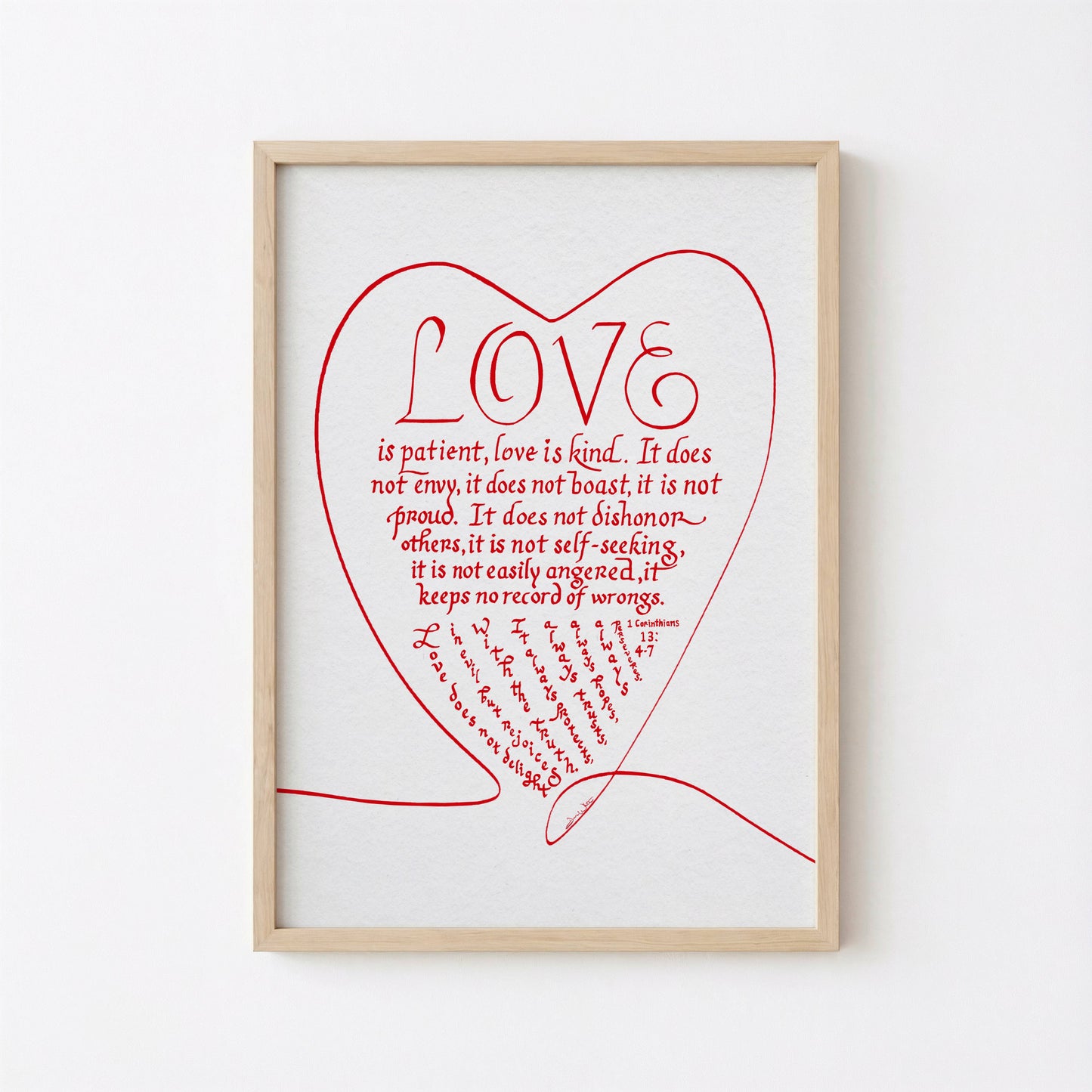 Love is Patient 1 Corinthians 13:4-7 Bible Verse Printable Art