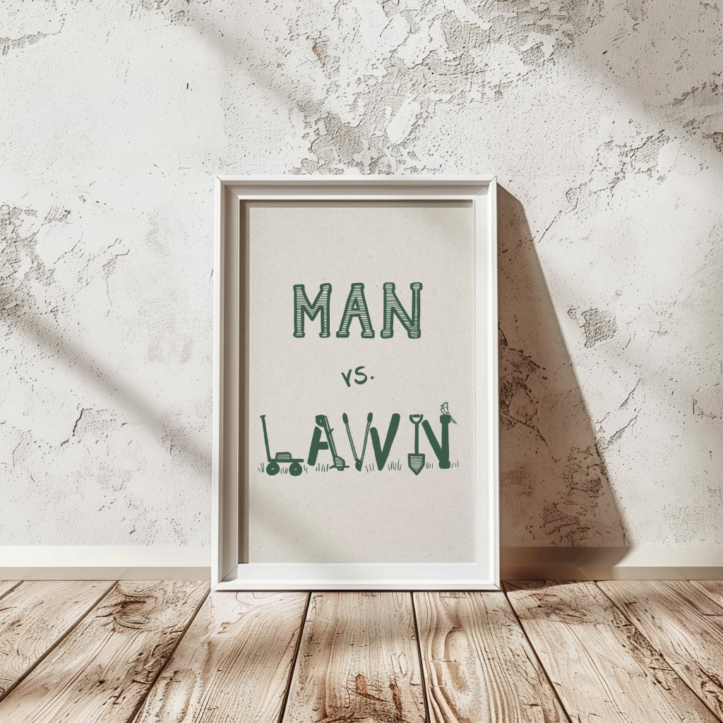 man vs. lawn art print