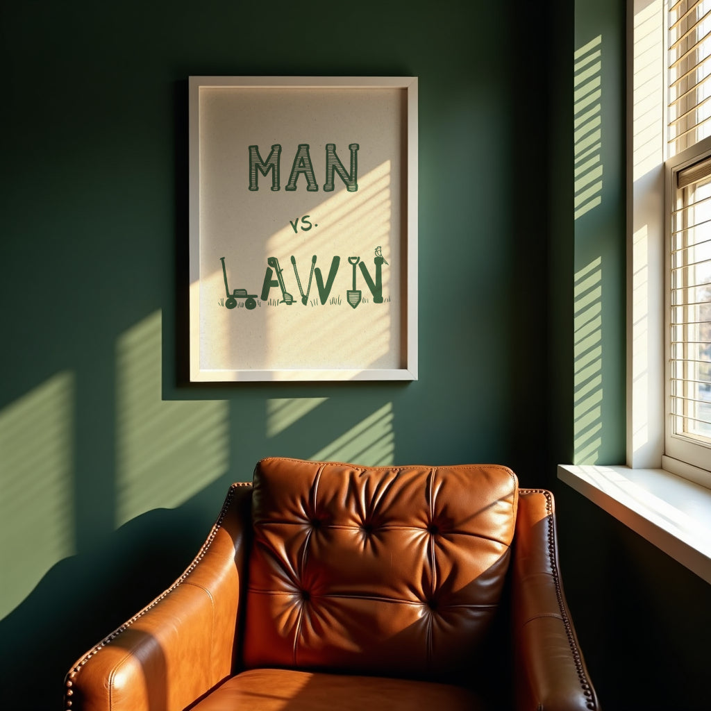 man vs lawn print