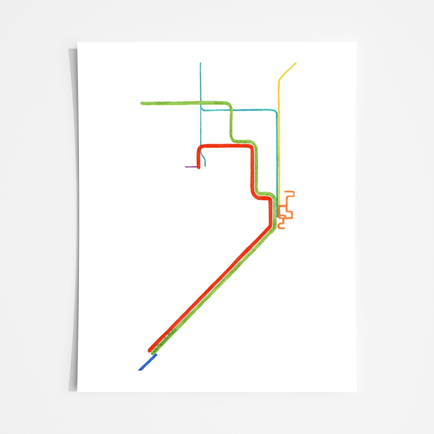 Miami Metrorail Map Art Print