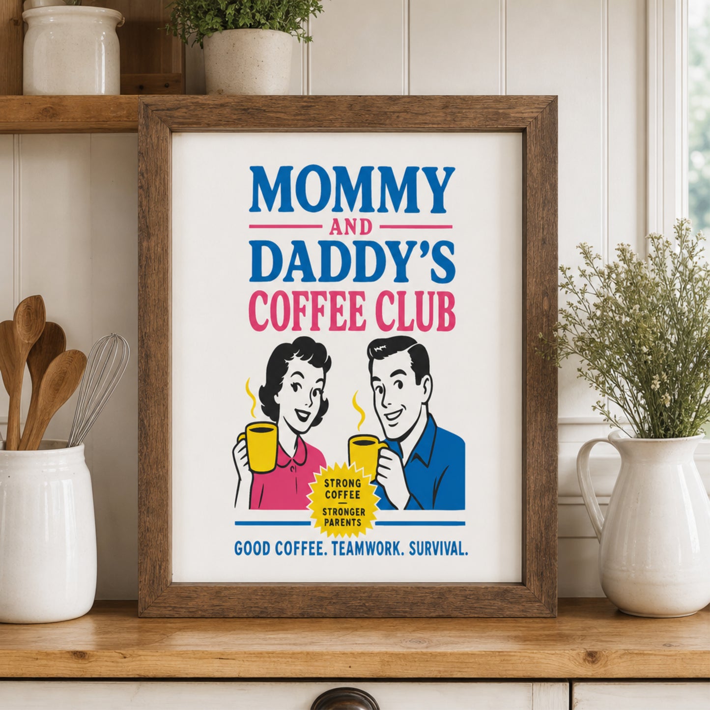 Vintage Coffee Club Art Print 1950's Theme