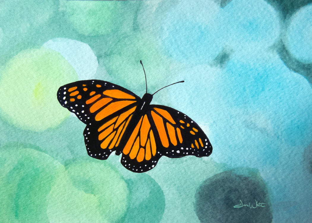 Monarch Butterfly Watercolor Painting Art Print