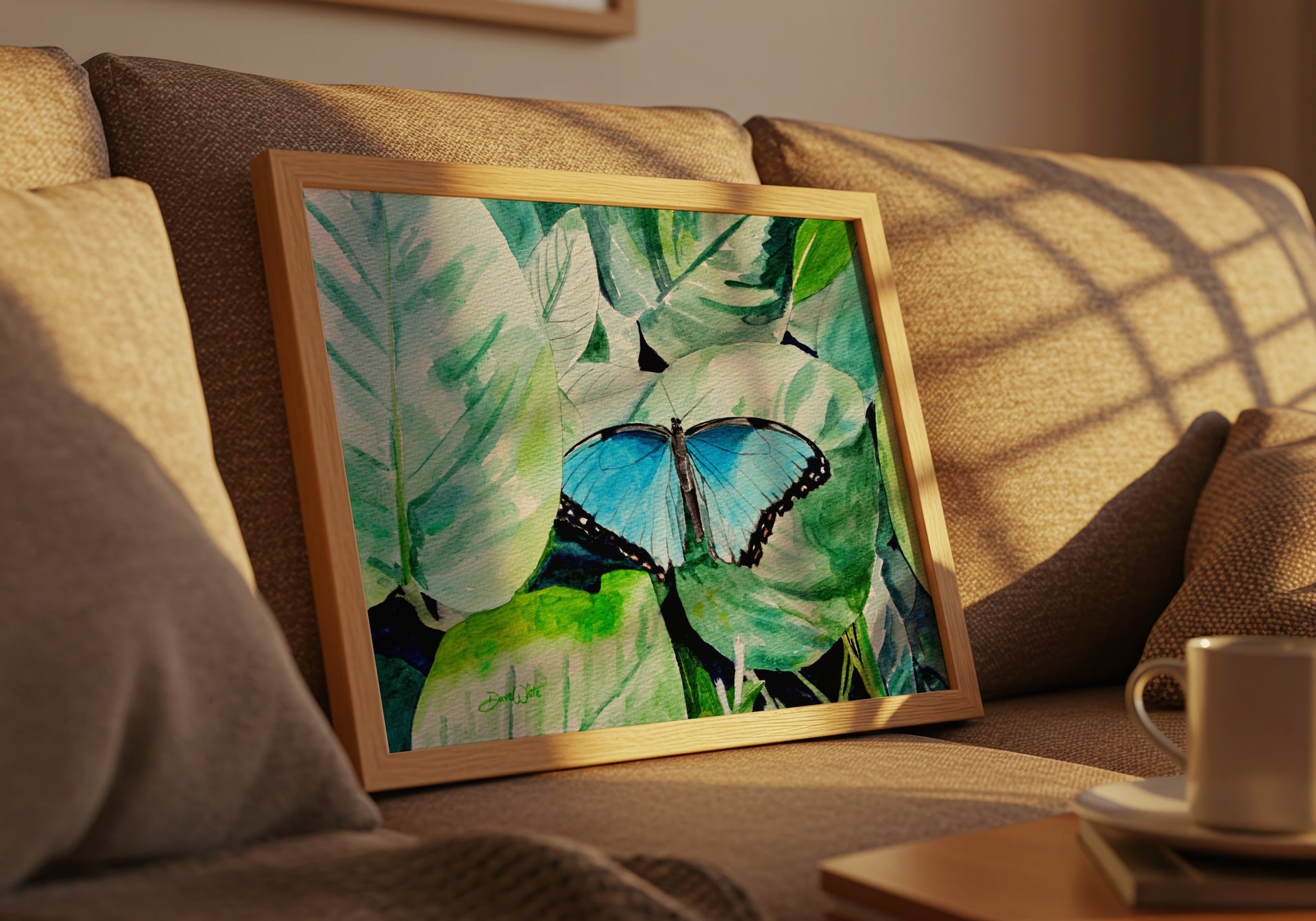 Morpho Butterfly Watercolor Painting
