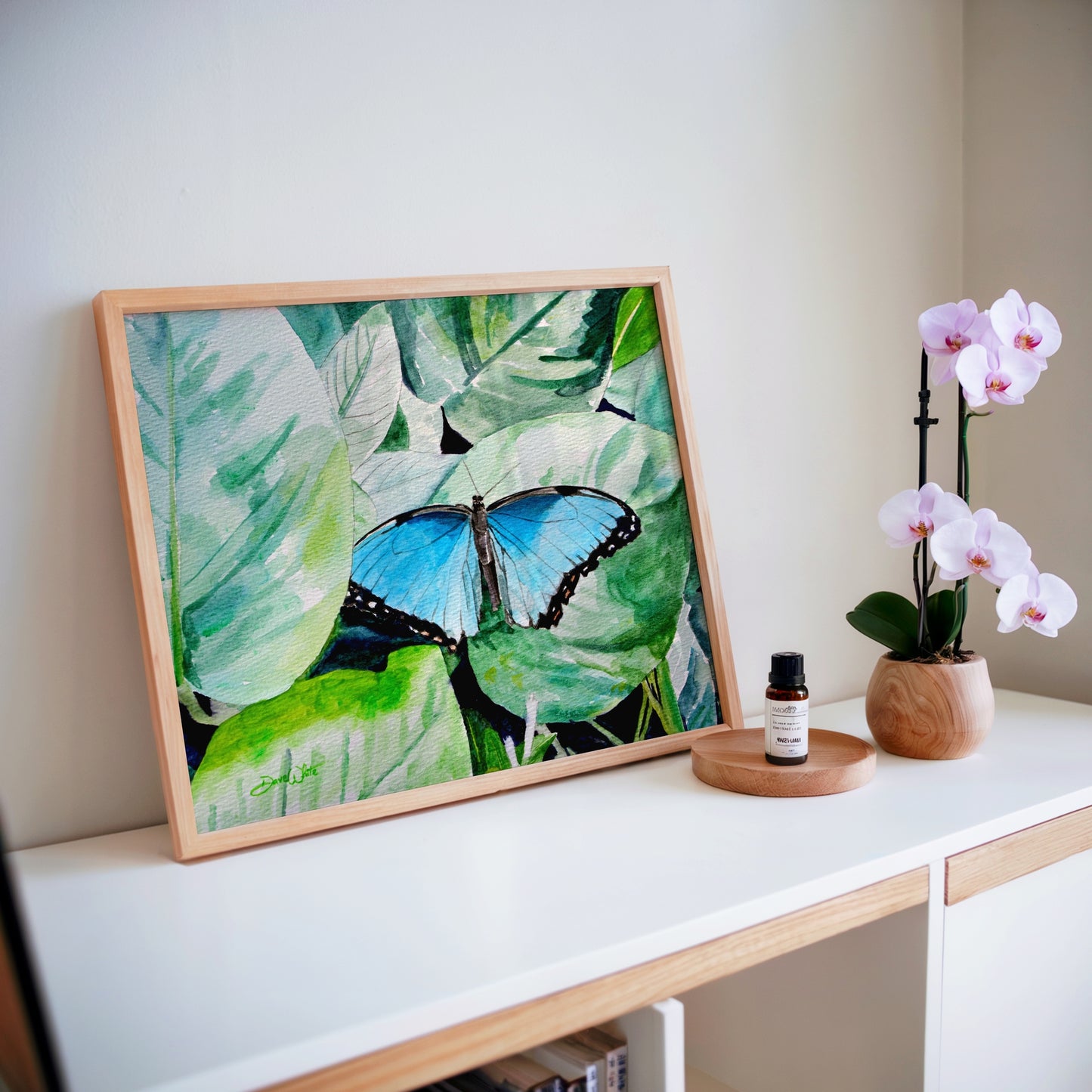 Morpho Butterfly Watercolor Painting Art Print