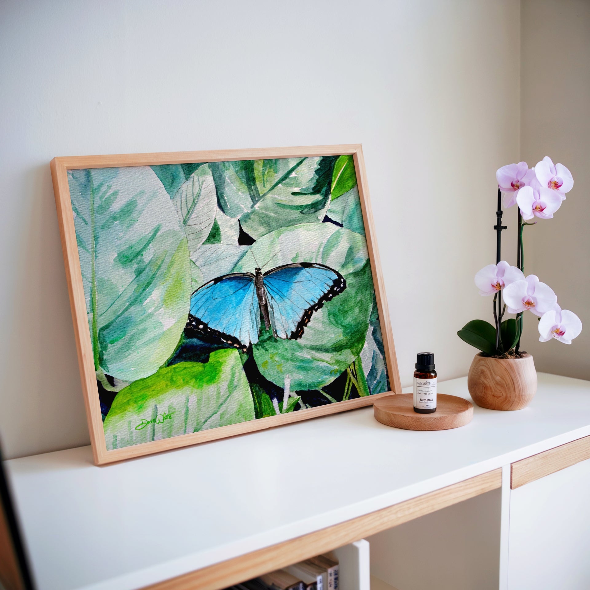 Morpho Butterfly Watercolor Painting Art Print