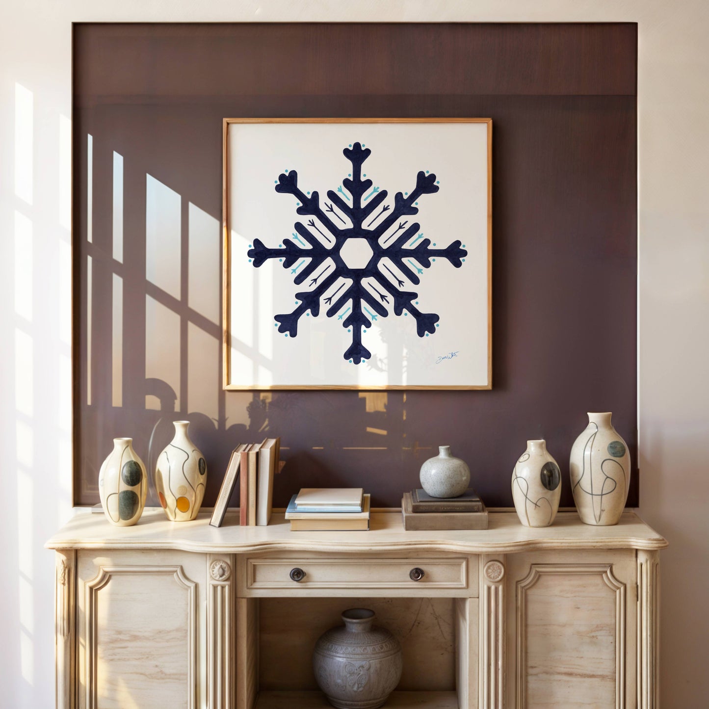 Snowflake Artwork Navy Blue
