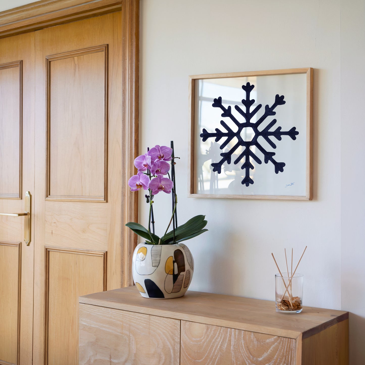 Navy Blue Snowflake Artwork