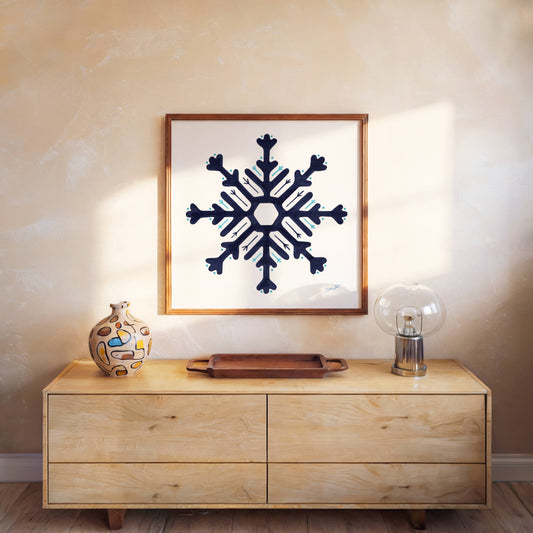 Snowflake Wall Art Navy Blue