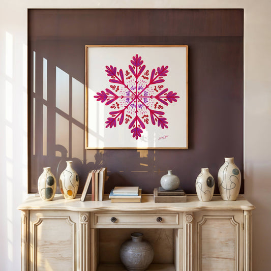 Pink Snowflake Art Print