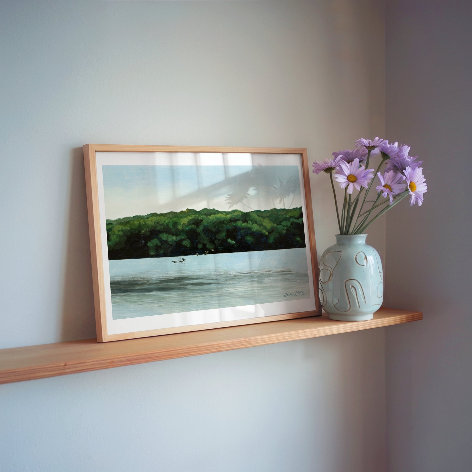 Potomac River Art Geese Painting Print