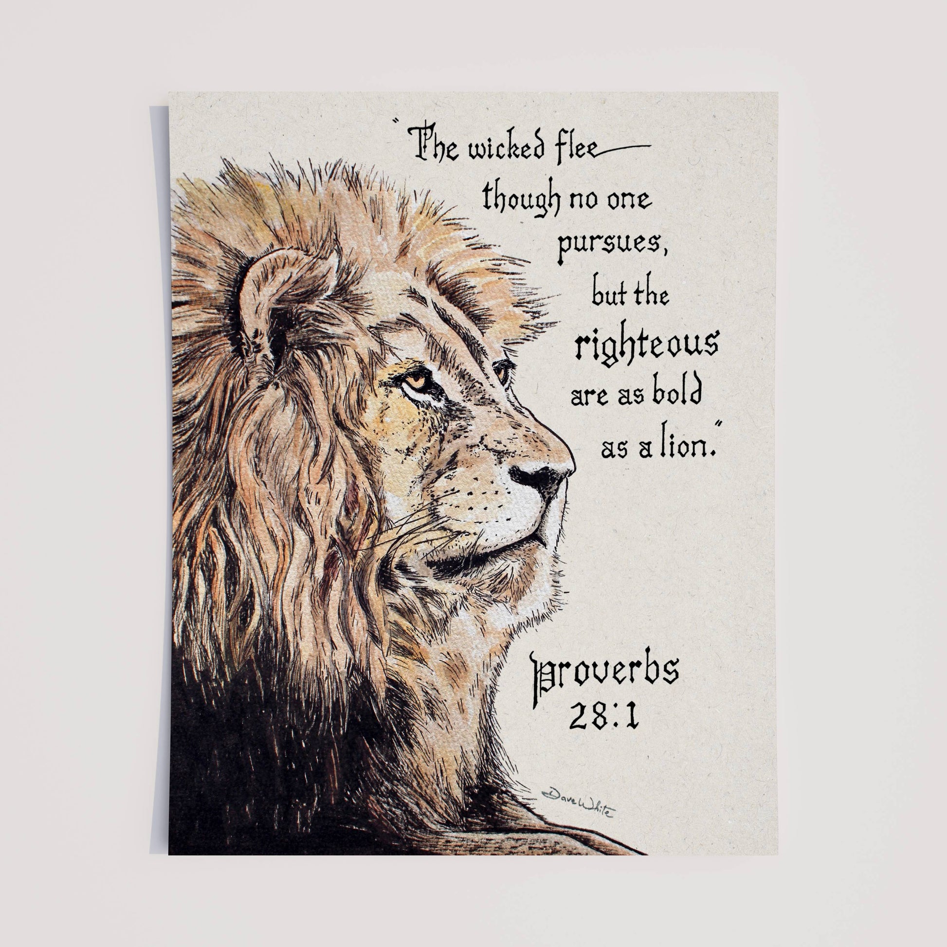 Printable Christian Artwork Lion Proverbs 28:1