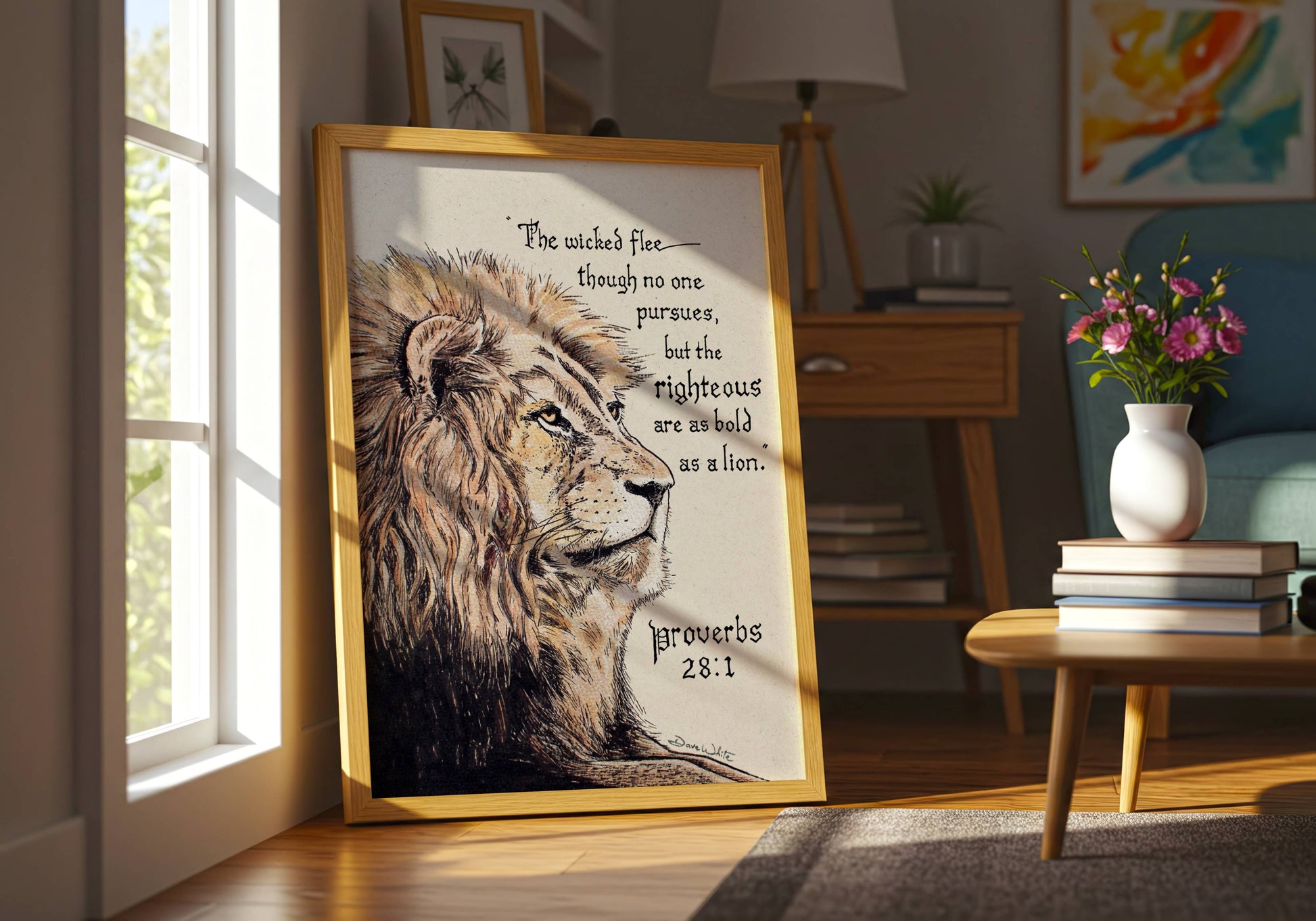Printable Christian Art Print Lion Proverbs 28:1