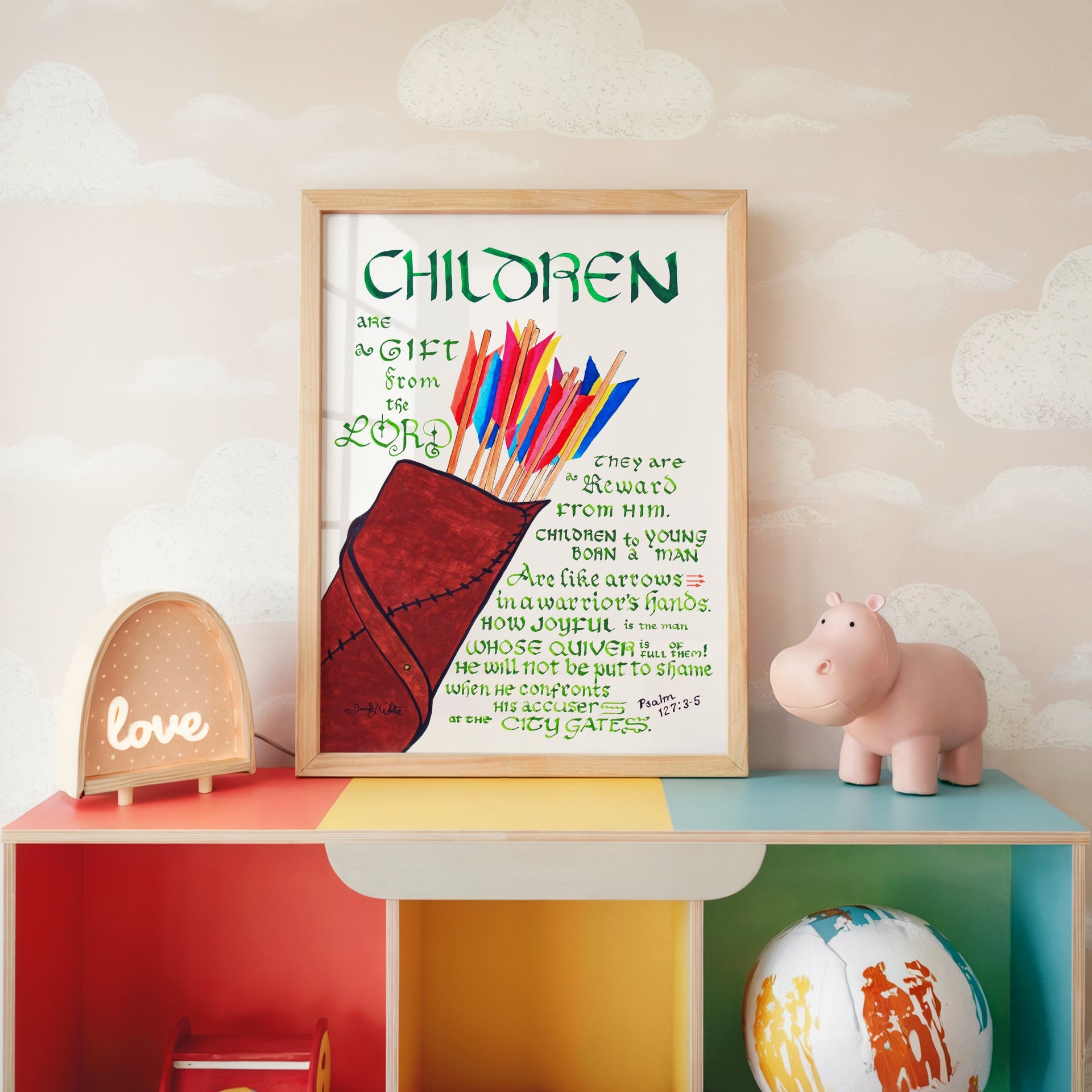 Bible Verse Calligraphy Art Children are a Gift from the Lord