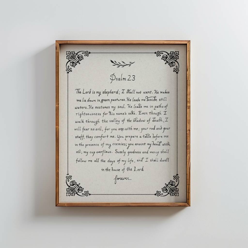 Psalm 23 Printable Art Handwritten Bible Verse