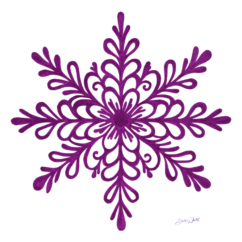 Purple Snowflake Art Print Winter Artwork