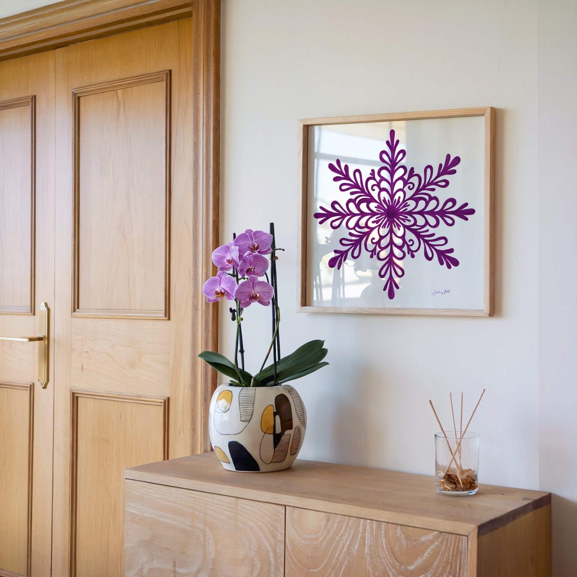 Purple Snowflake Wall Art Print