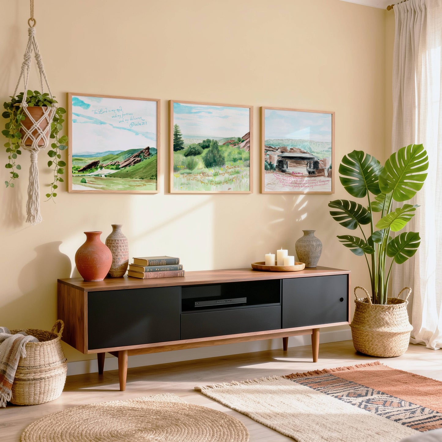 Red Rocks Wall Art Set of 3 Colorado Artwork