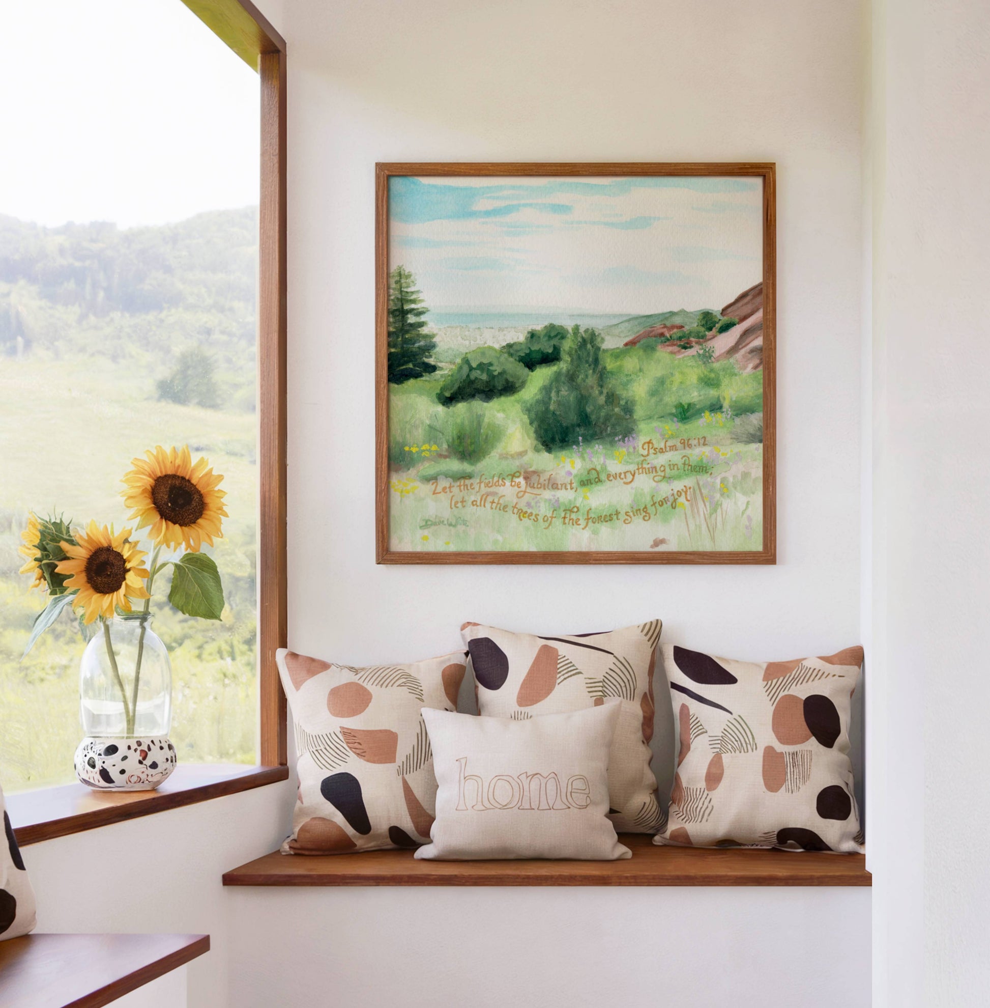 Christian Wall Art Psalm 96 12 Red Rocks Landscape Watercolor Painting