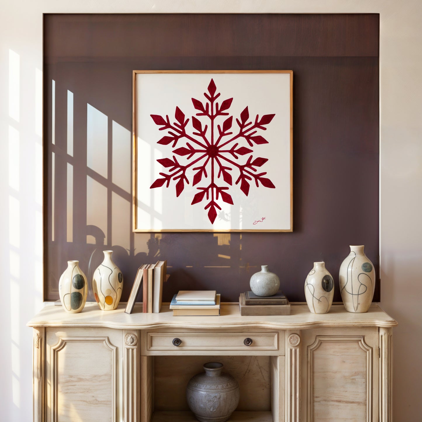 Red Snowflake Art