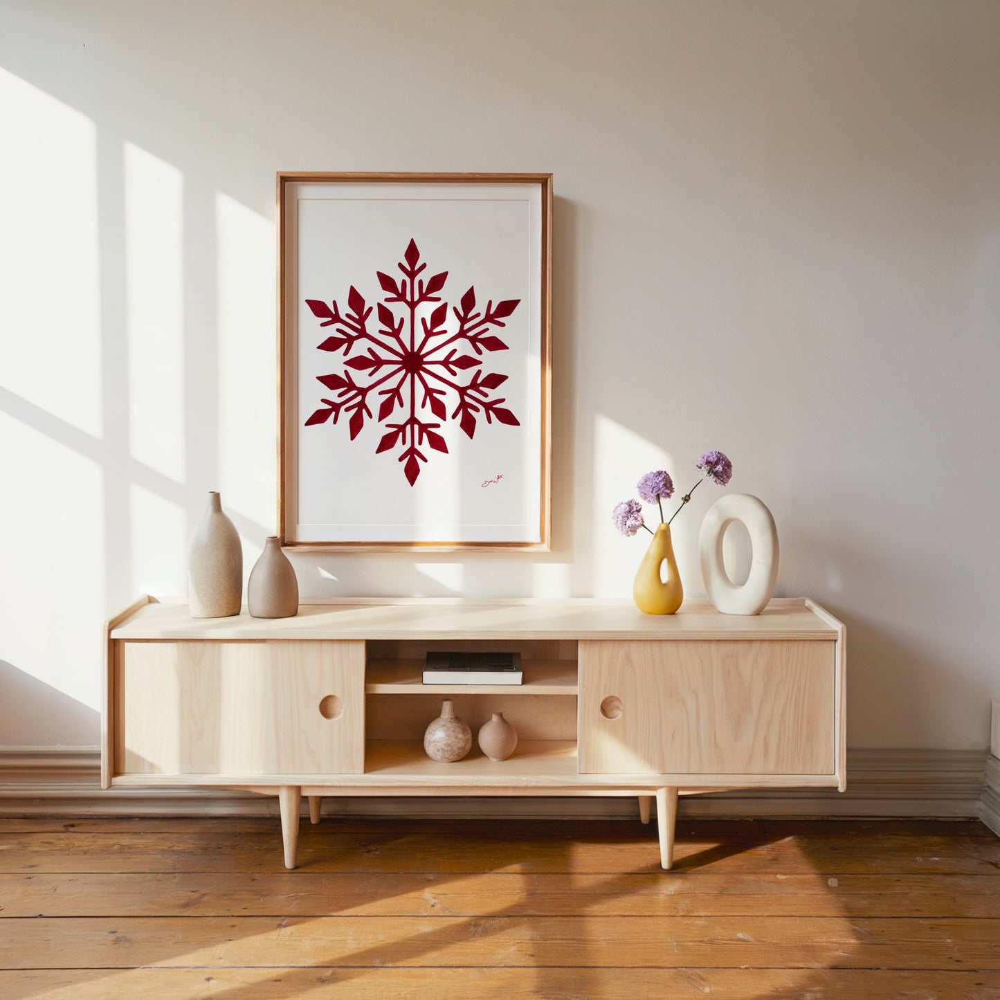 Red Snowflake Painting