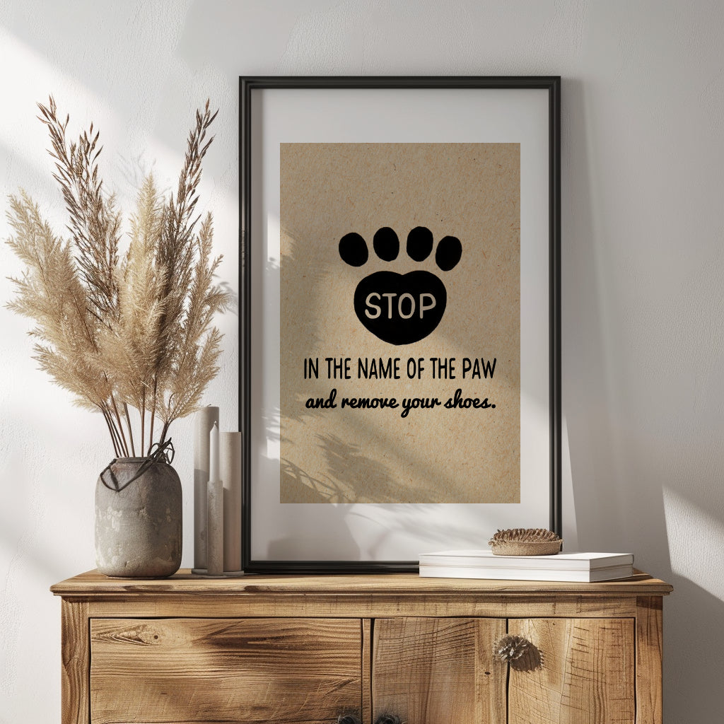 Funny Shoes Off Printable Entryway Art Dog Paw