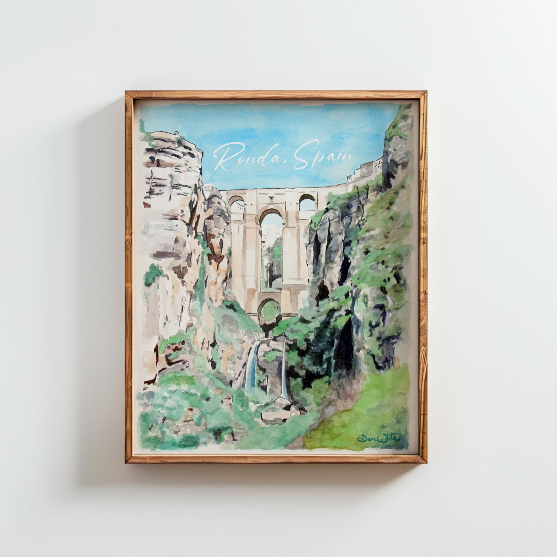 Ronda Spain Watercolor Painting Printable Art