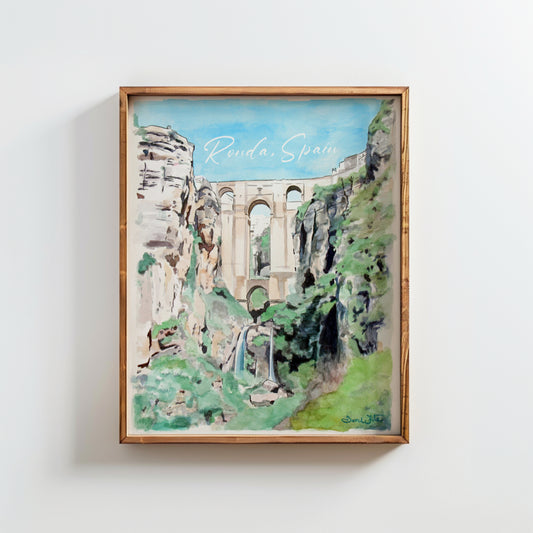 Ronda Spain Watercolor Painting Printable Art