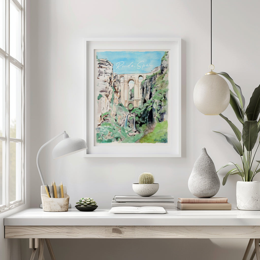 Ronda Printable Art Watercolor Painting Andalusia