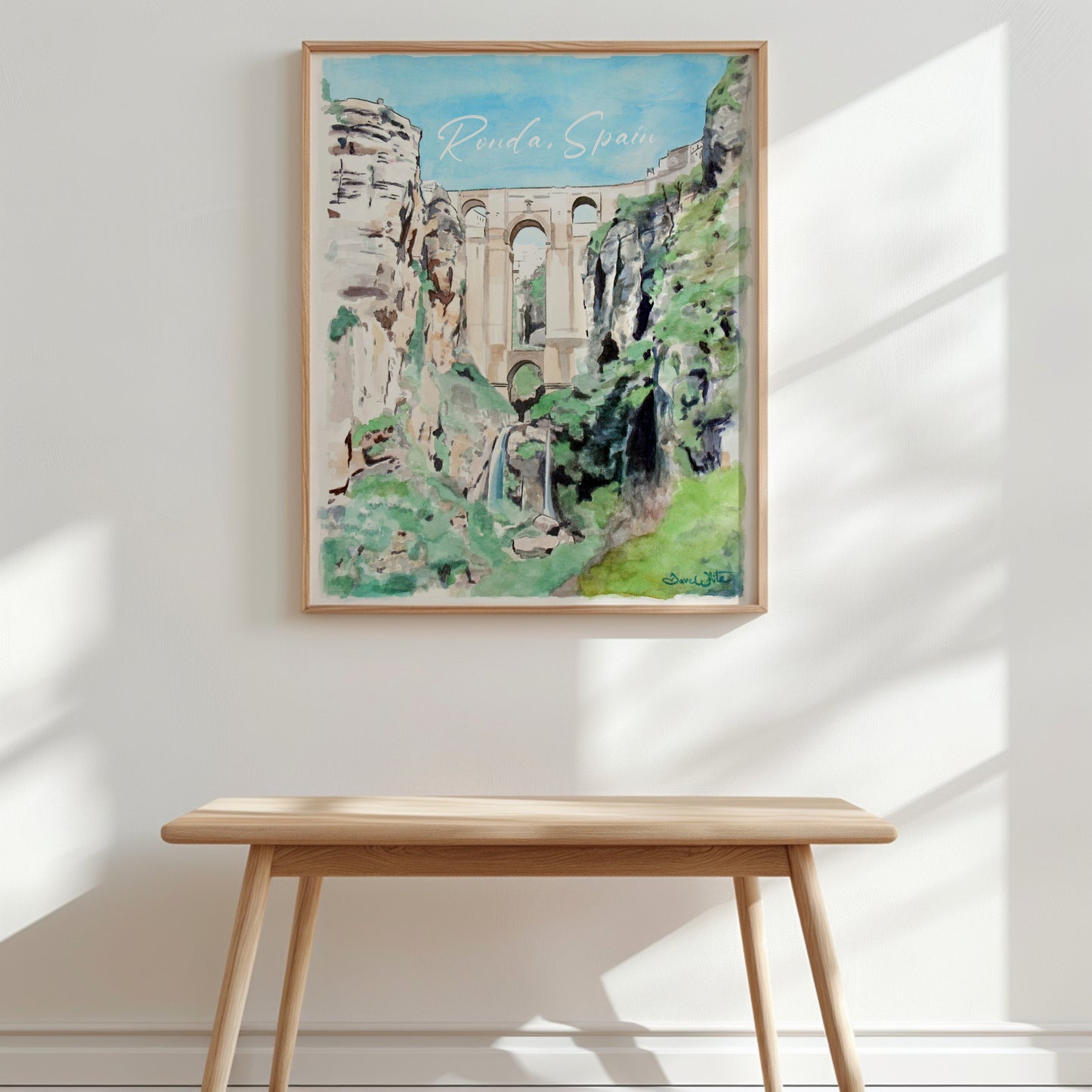 Ronda Bridge Art Print Spain Watercolor Painting