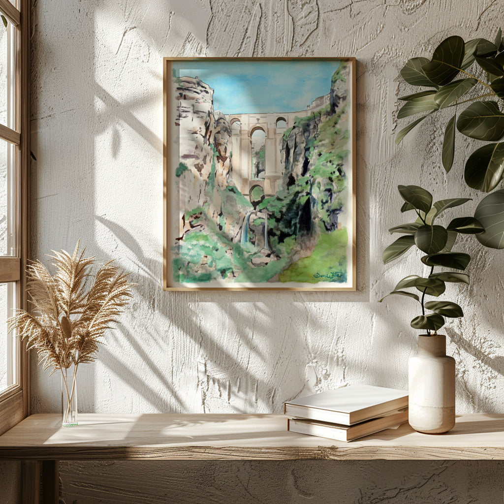 Ronda Spain Painting Puente Nuevo Tajo Gorge