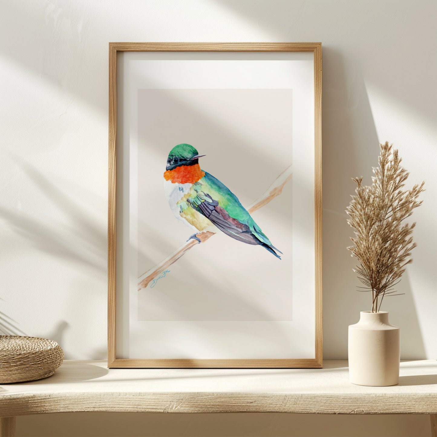 Ruby Throated Hummingbird Art Print