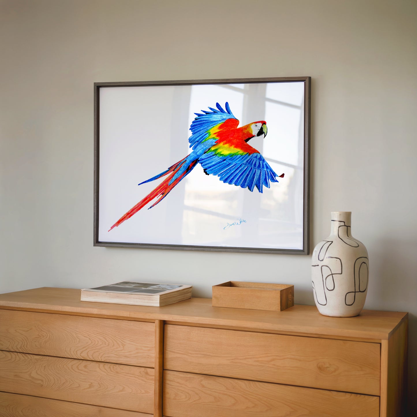 Bright Parrot Wall Art Print Scarlet Macaw