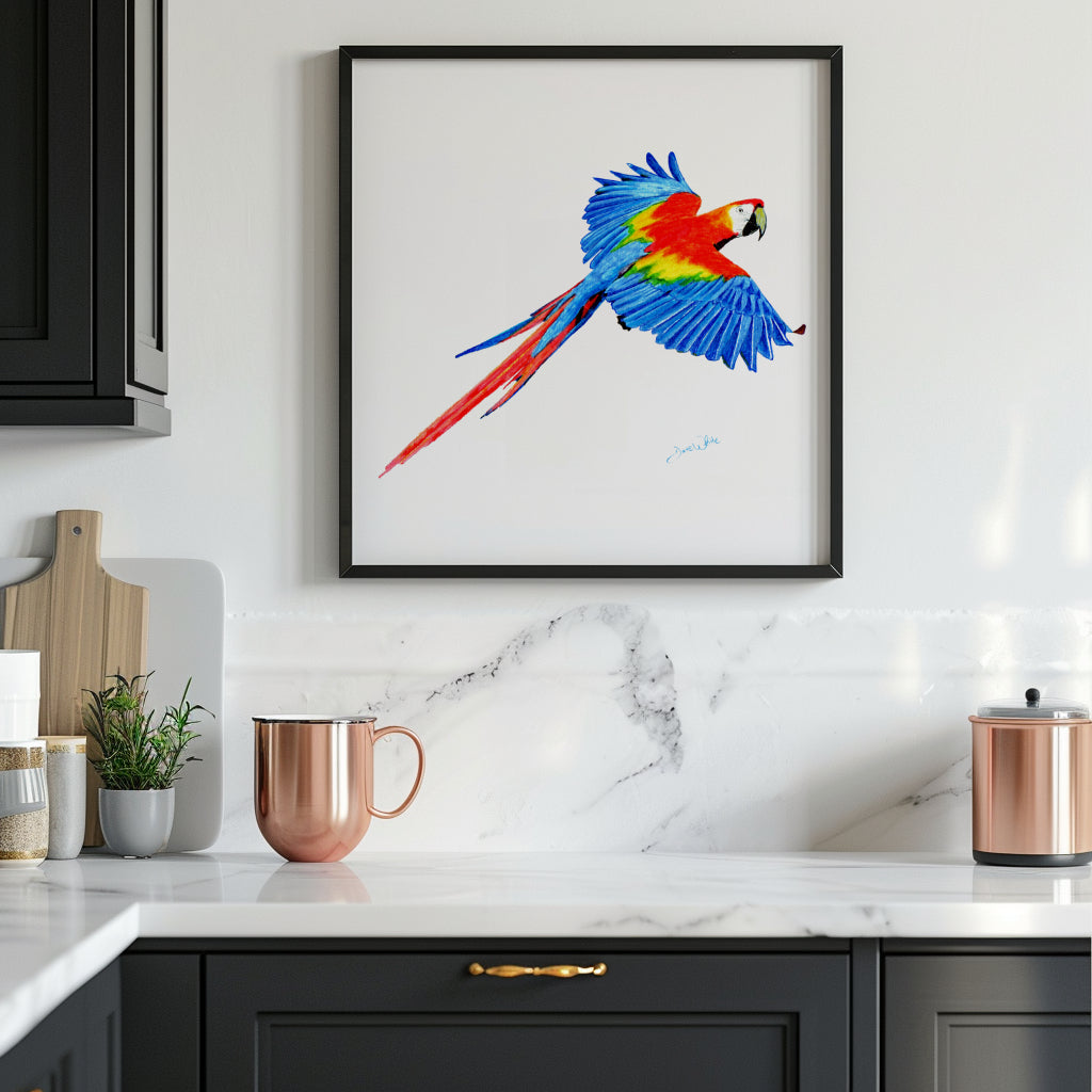 Scarlet Macaw Parrot Wall Art Print