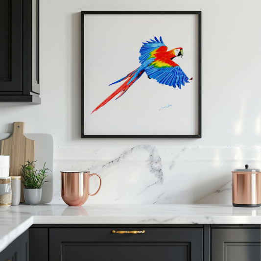 Scarlet Macaw Parrot Wall Art Print