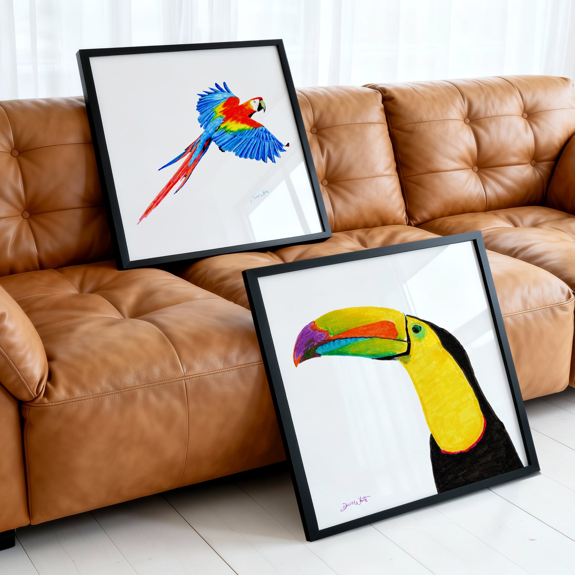 Toucan and Parrot Scarlet Macaw Art Set