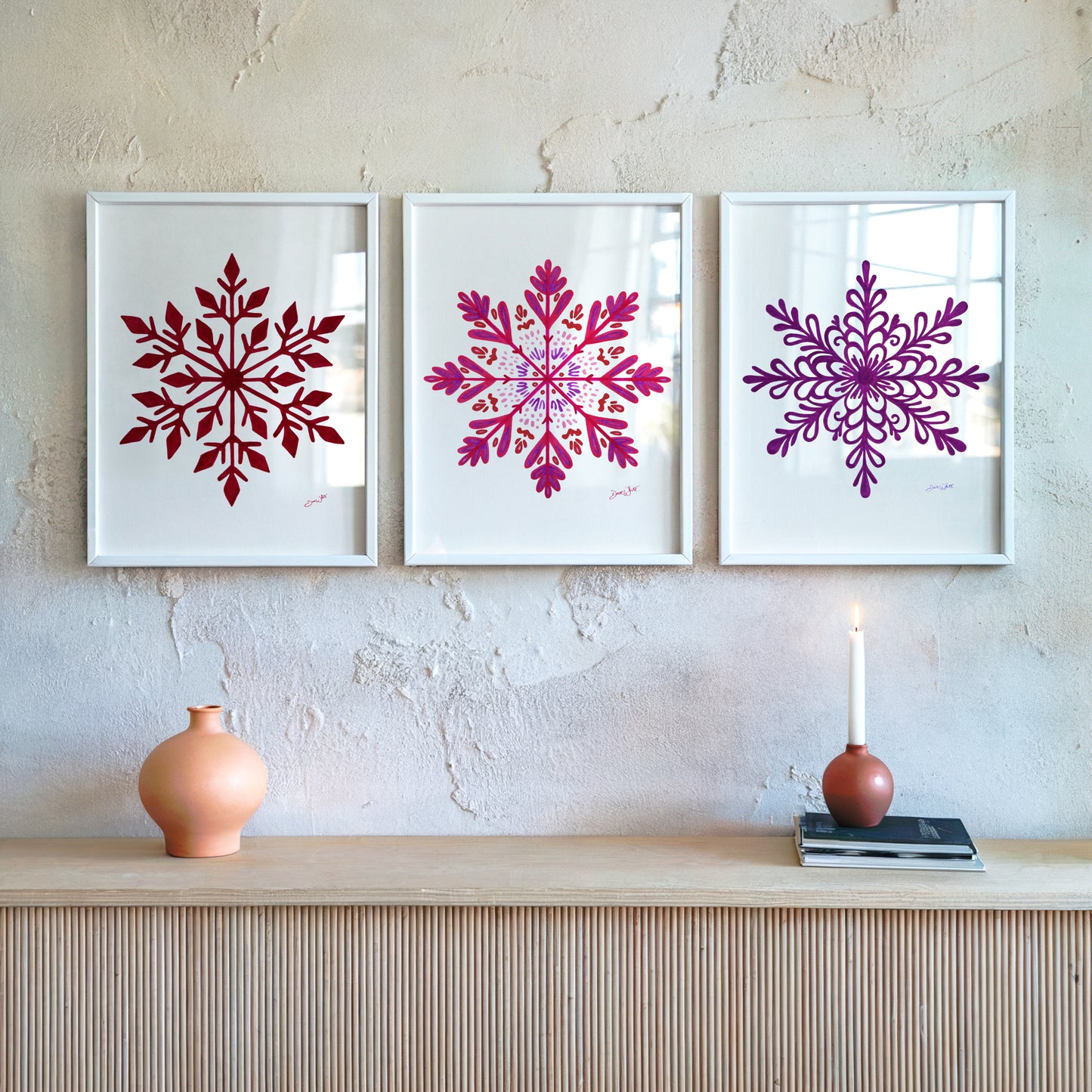 Snowflake Wall Art Prints Set of 3