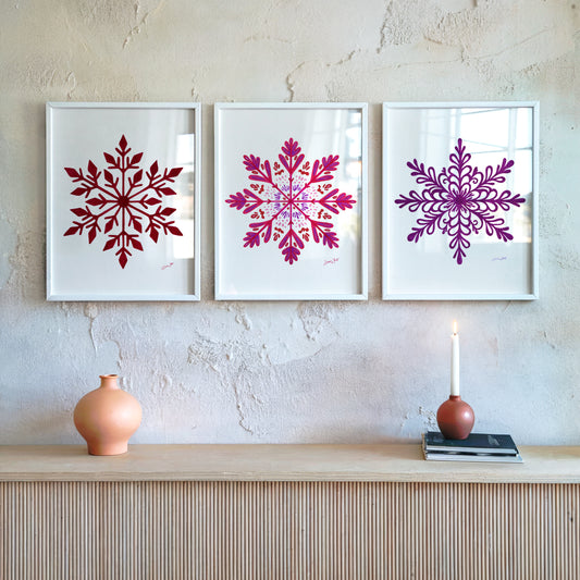 Snowflake Wall Art Prints Set of 3