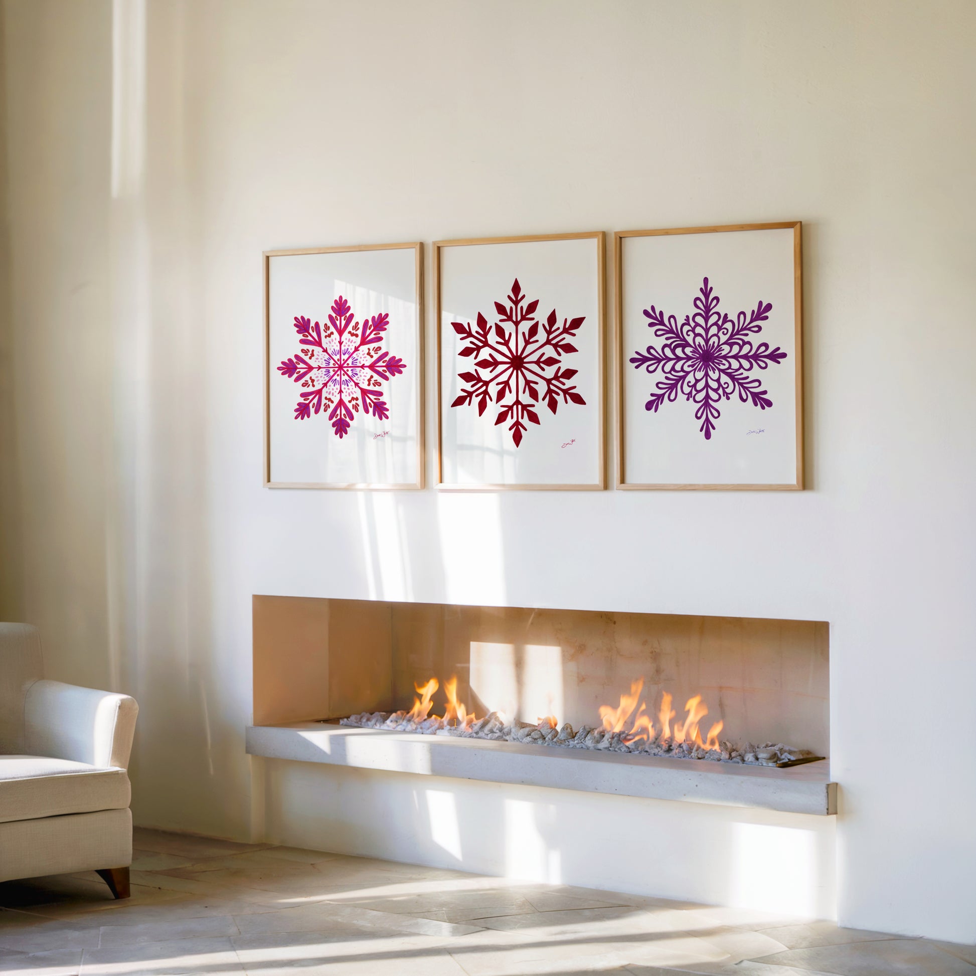 Snowflake Paintings Set of 3