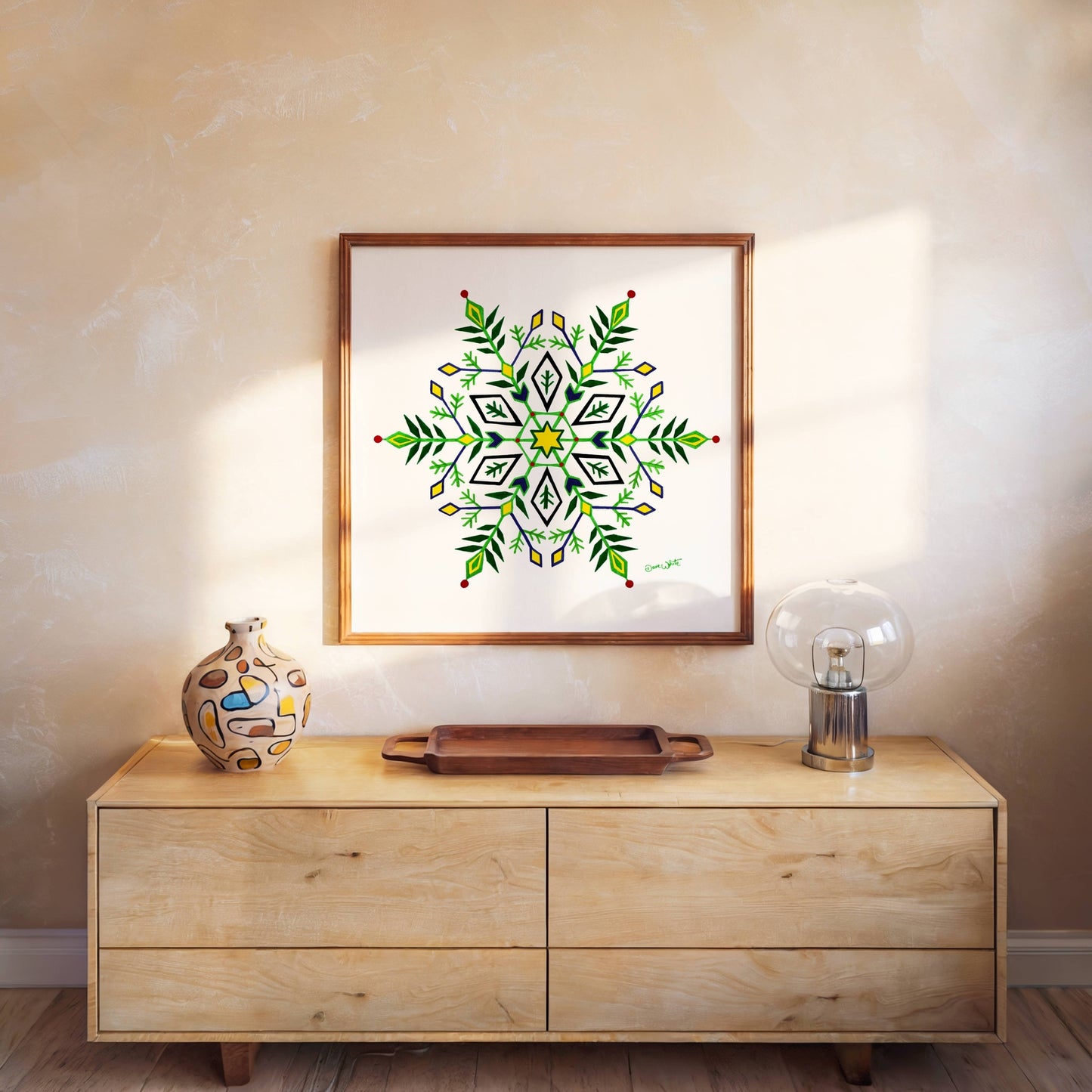 Snowflake Painting Art Print Green