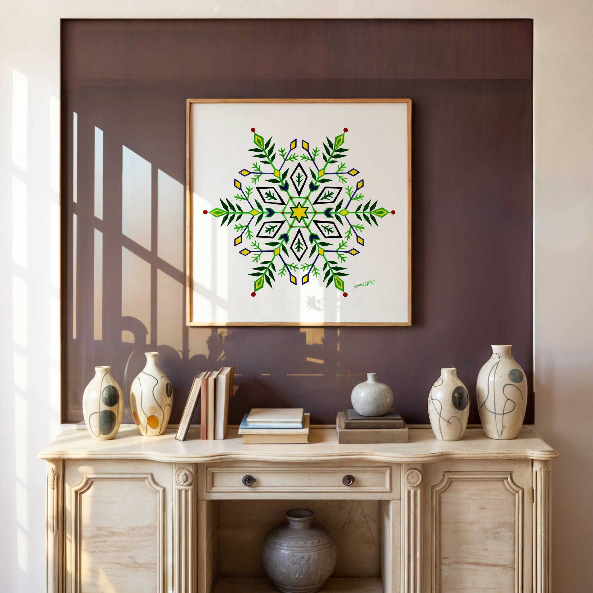 Snowflake Wreath Painting Art Print