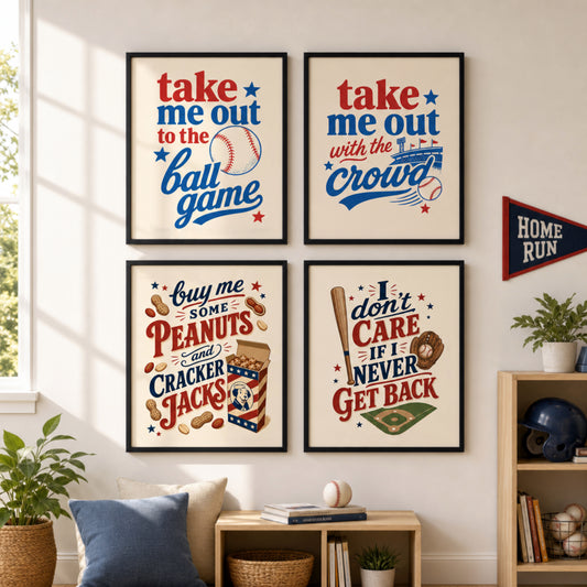 Baseball Wall Art Printable Set Take Me Out to the Ball Game