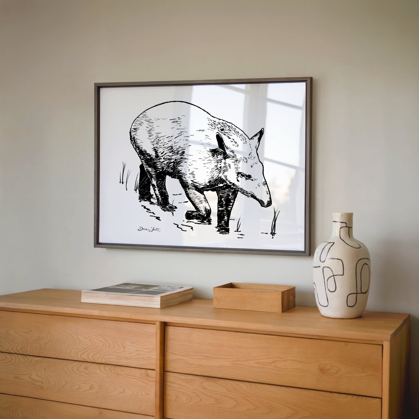 Tapir Art Black and White Artist Dave White