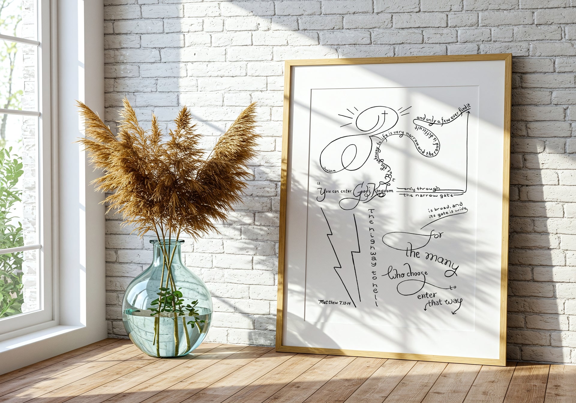 The Wide and Narrow Gates Matthew 7 13 14 Bible Calligraphy 