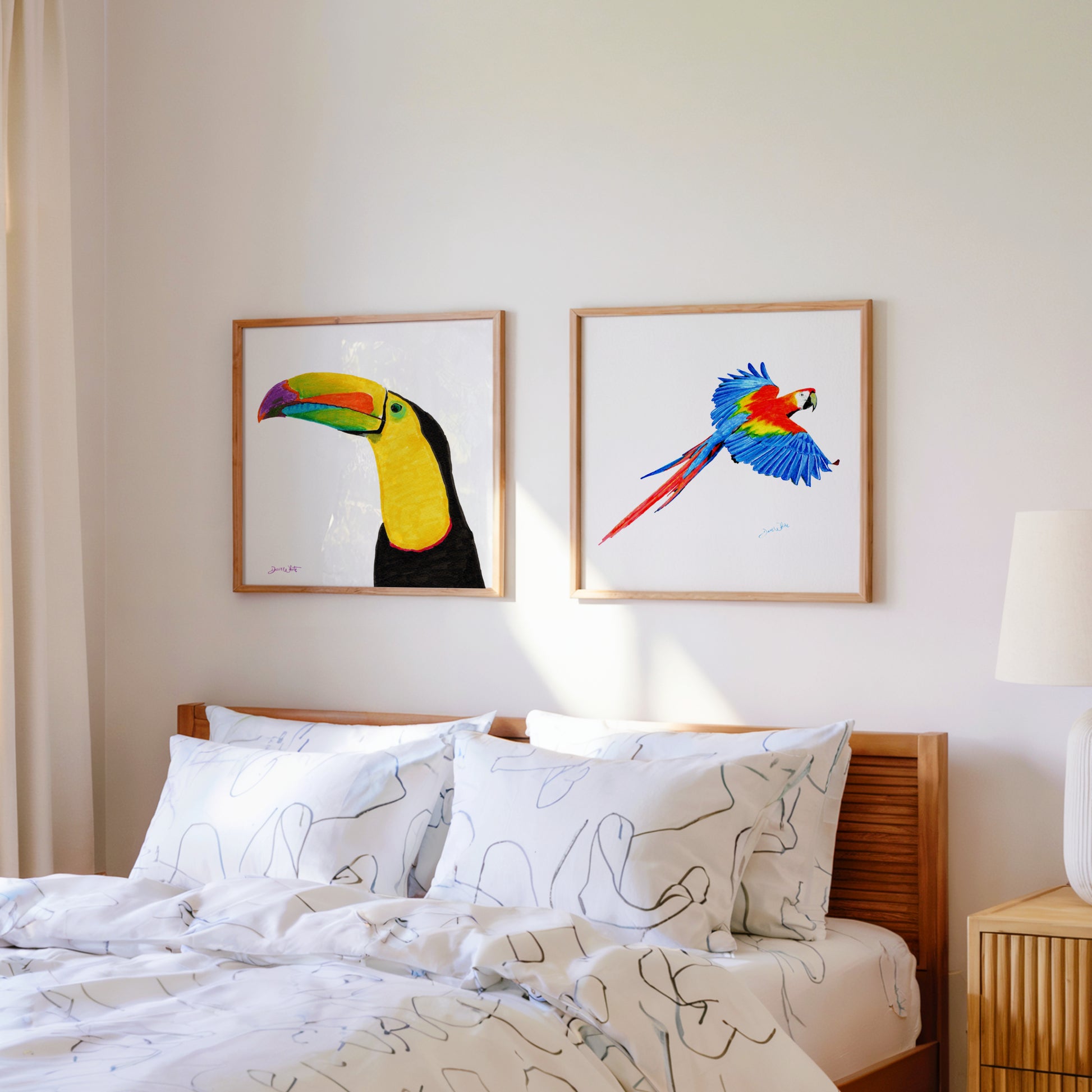 Toucan and Scarlet Macaw Art Print Set